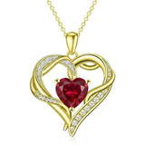 14K Gold  Plated 12 Months Birthstone Forever Love Heart Necklace Birthday Anniversary Wedding Gift
