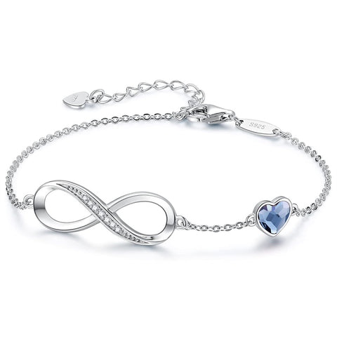 Infinity Heart Symbol Charm Link Bracelet for Women 925 Sterling Silver  Adjustable Anniversary Jewelry Christmas Birthday Gifts