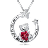 Sterling Silver Birthstone Teddy Bear Pendant Necklace