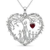 Sterling Silver Heart Pendant Birthstone Tree of Life Mother Child Family Necklace