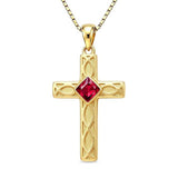 14K Gold Plated Birthstone Cross Pendant Necklace for Women  Anniversary Christmas Birthday Gift