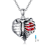 Urn Necklaces for Ashes 925 Sterling Silver Heart Skeleton Birthstone Necklace Cremation Jewelry Memorial Gifts for Women Men Mom