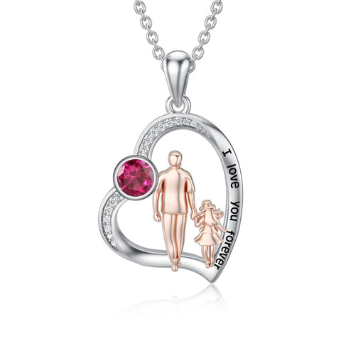 Sterling Silver Father Daughter Heart Pendant Necklace from Dad Gift for Daughter