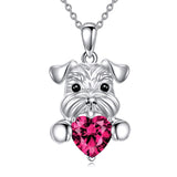 Sterling Silver Birthstone Schnauzer Pendant  Necklace