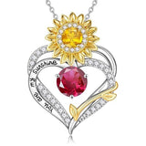 14K Gold Plated Birthstone Sunflower Pendant Necklace Anniversary Birthday Gifts for Women