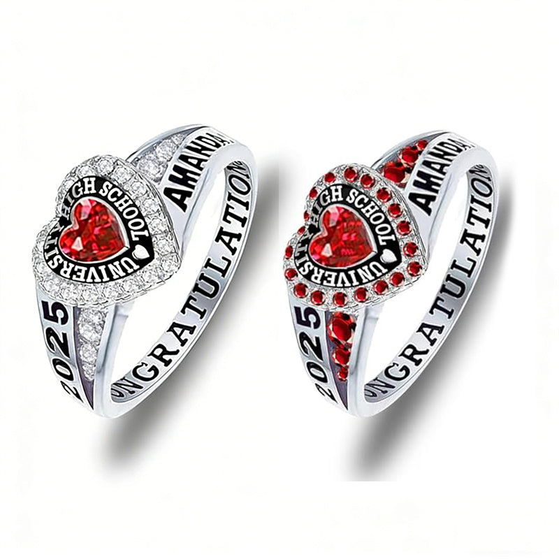 Sterling Silver Personalized Birthstone Engraved Class Rings for Women ...