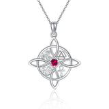 Sterling Silver Birthstone Celtic Knot Witches Knot Pendant Necklace