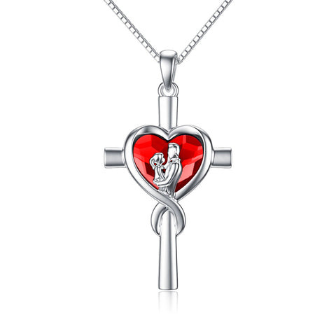 Sterling Silver Father Daughter Heart Pendant Necklace from Dad Gift for Daughter