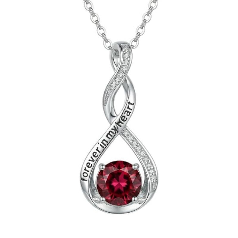 14K Gold Plated 12 Month Birthstone Infinity Twisted Pendant Necklace Mother's Day Christmas Anniversary Birthday Gift