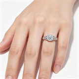 Sterling Silver 10K 14K 18K Gold  Personalized Engraved Moissanite Celtic Knot Wedding Engagement Ring