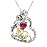 14K Gold Plated Birthstone Love Rose Pendant Necklace Anniversary Christmas Birthday Jewelry Gifts for Women