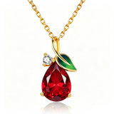 14K Gold Plated  Teardrop Birthstone Pendant Necklace Birthday Gifts for Women
