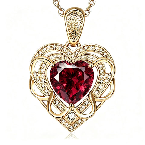 14K Gold Plated Heart Birthstone Heart Necklace for Women Fashion Wedding Anniversary Birthday Gifts