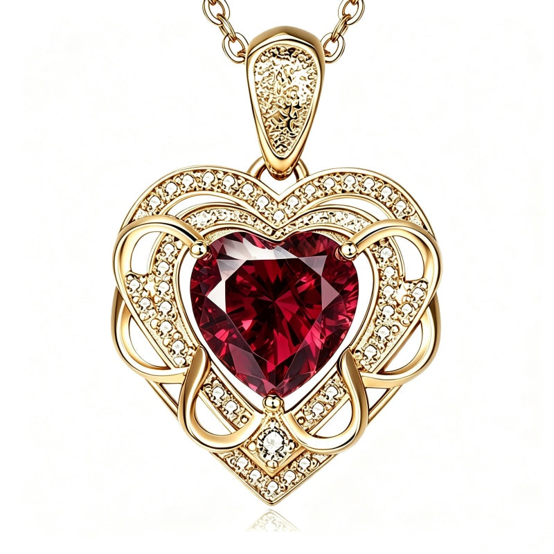14K Gold Plated Heart Birthstone Heart Necklace for Women Fashion Wedding Anniversary Birthday Gifts