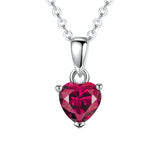 Sterling Silver Heart-Shaped 12 Month Birthstone Cubic Zirconia Pendant Necklace, Valentine's Day Gift