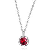 10K 14K 18K White Gold Birthstone  Flower Pendant Necklace Mothers Day Gift