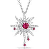 Sterling Silver Birthstone Sun Moon Pendant Necklace for Women