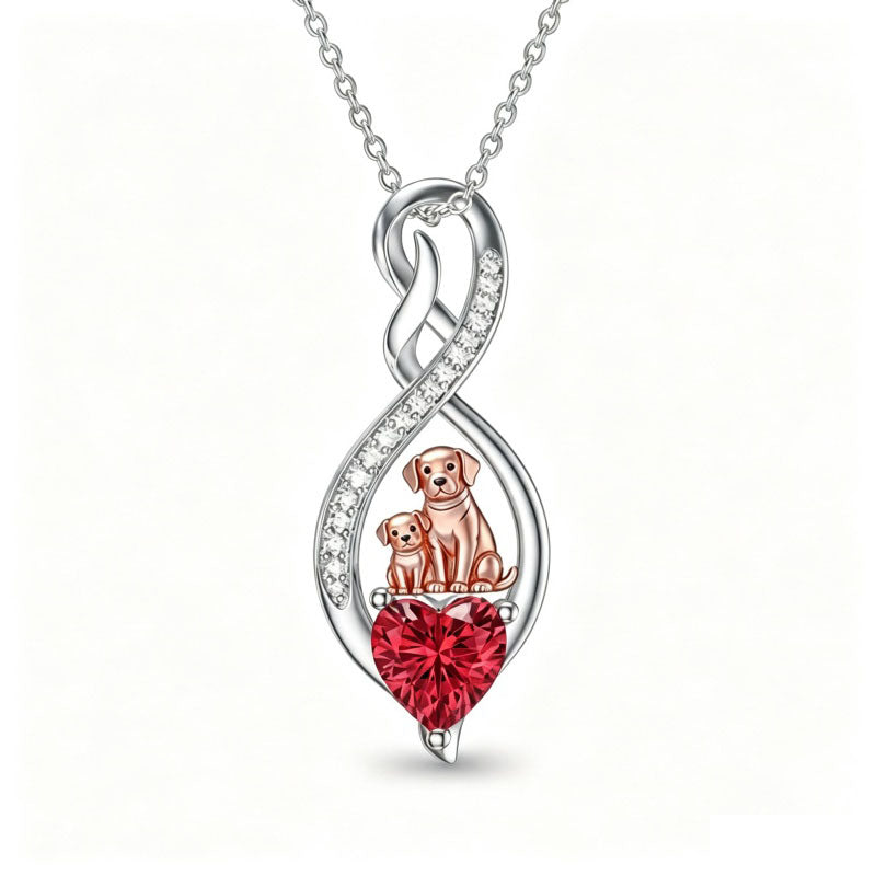 Sterling Silver 12 Month Birthstone Infinity Heart Animal Pendant Necklace Christmas Birthday Jewelry Gift