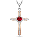 14K Gold Plated Birthstone Cross Necklace for Women  Protection Jewelry