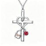 14K Gold Plated  Birthstone Stethoscope Cross Necklace Graduation Gifts for Women RN