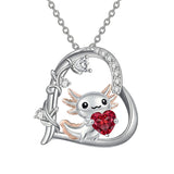 Sterling Silver Birthstone Axolotl Pendant Necklace Jewelry Gifts for Women