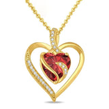14K Gold Plated  12 Months Heart Birthstone Pendant Necklace Birthday Wedding Anniversary Jewelry Gifts for Women