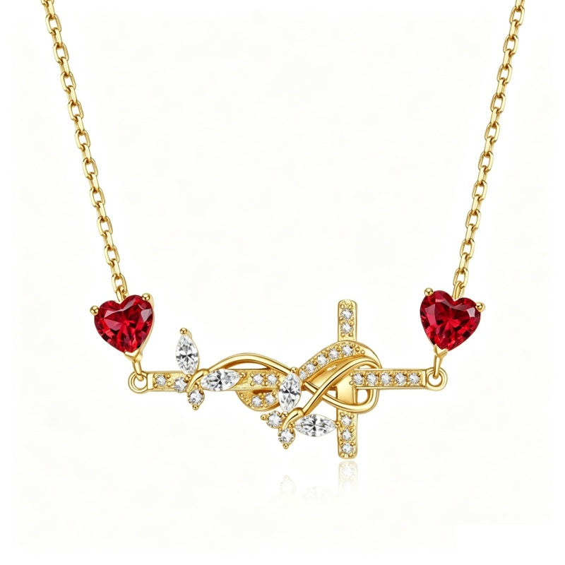 14K Gold Plated Birthstone Butterfly Cross Necklace for Women Anniversary Christmas Birthday Gift