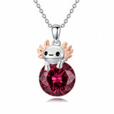 Sterling Silver 12 Month Birthstone Axolotl Pendant Necklace for Women