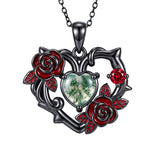 Sterling Silver Black Heart Skeleton Birthstone Necklace With Engraved Halloween Gift