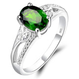 Sterling Silver Oval Shaped 8X6 MM Gemstone Ring Leaf Engagement Ring for Women