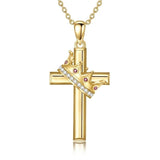 14K Gold Plated Birthstone Infinity  Cross Pendant NecklaceJewelry for Women