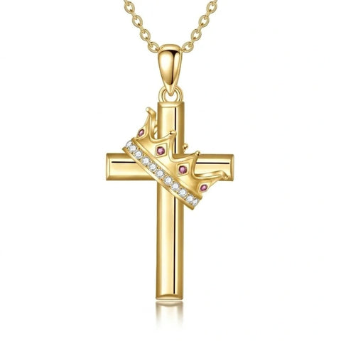 14K Gold Plated Birthstone Infinity  Cross Pendant NecklaceJewelry for Women