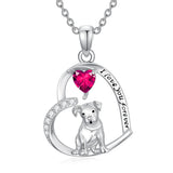 Sterling Silver 12 Month Birthstone Schnauzer Chihuahua Pitbull Pug Pendant Necklace for Women