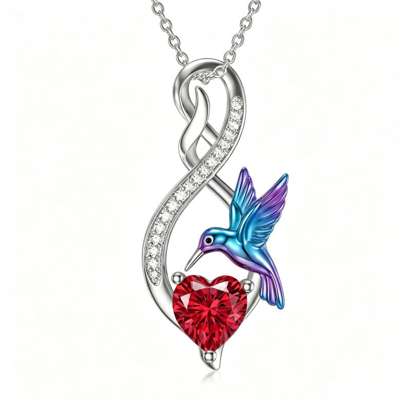 Sterling Silver 12 Month Birthstone Infinity Heart Animal Pendant Necklace Christmas Birthday Jewelry Gift