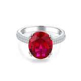 Sterling Silver Oval Ruby Sapphire Emerald Aquamarine Peridot Amethyst Engagement Rings for Women