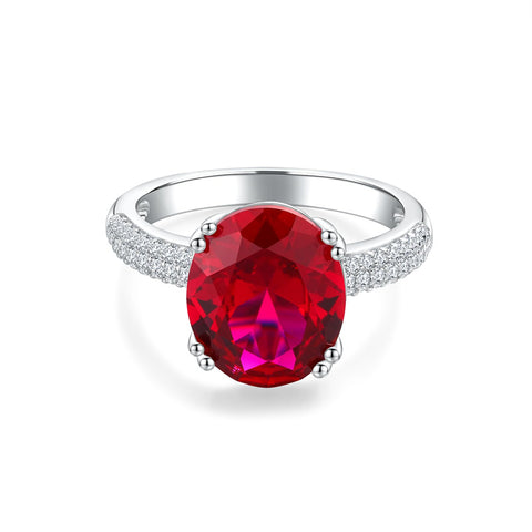 Sterling Silver Oval Ruby Sapphire Emerald Aquamarine Peridot Amethyst Engagement Rings for Women