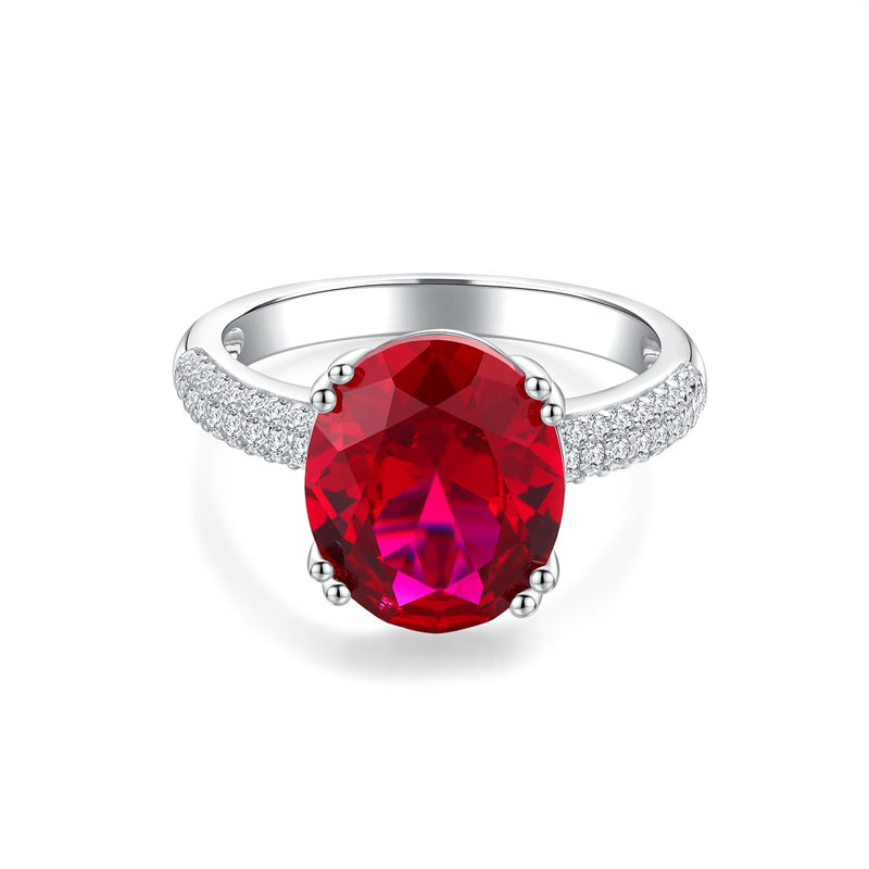 Sterling Silver Oval Ruby Sapphire Emerald Aquamarine Peridot Amethyst Engagement Rings for Women