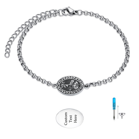 Sterling Silver 12-Month Birth Flower Urn Bracelet for Ashes