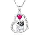 Sterling Silver 12 Month Birthstone Schnauzer Chihuahua Pitbull Pug Pendant Necklace for Women