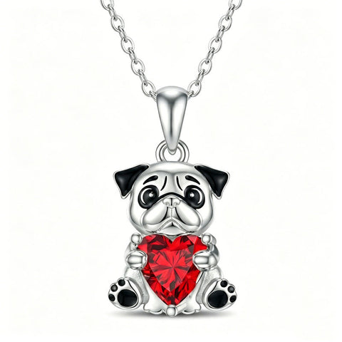 Sterling Silver 12 Month Birthstones Hedgehog Pug Fox Otter Pendant Necklace Gifts for  Birthday, Christmas, Graduation