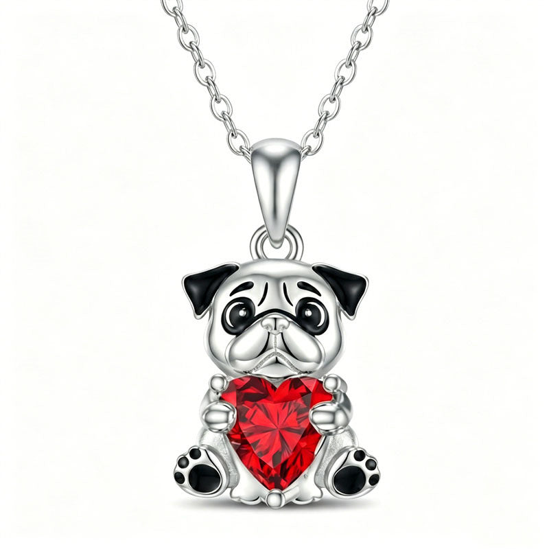 Sterling Silver 12 Month Birthstones Hedgehog Pug Fox Otter Pendant Necklace Gifts for  Birthday, Christmas, Graduation