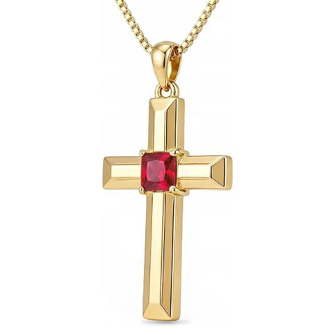 14K Gold Plated  Birthstone Cross Necklace  Pendant Necklace Mother's Day Birthday Gifts for Women