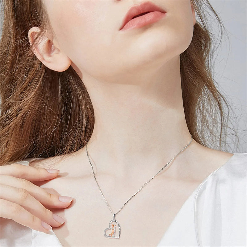 Lover Hug Necklace for Women Sterling Silver Hug Necklace Couple I Love You Forever Heart Pendant Necklace