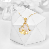 14K Gold Zircon Round Dog Pendant Necklace Charm Pendants Jewelry for Women