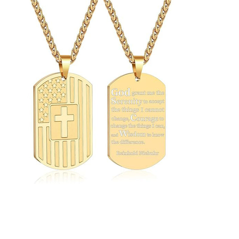 Stainless Steel American Dog Tag Pendant Necklace for Men