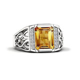 Sterling silver 10K 14K 18K Gold Emerald Cut 4 Carat Mens Gemstone Engagement Ring Promise Ring for Men