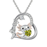 Sterling Silver Birthstone Axolotl Pendant Necklace Jewelry Gifts for Women