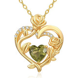 Sterling Silver Birthstone Rose Necklace for Women