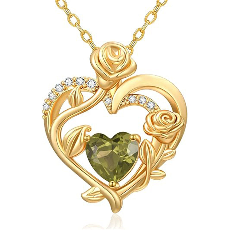 Sterling Silver Birthstone Rose Necklace for Women