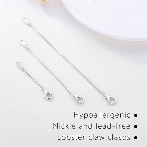 Sterling Silver Necklace Extenders for Women Bracelet Extender Sterling Silver Chain Extenders 3 Piece Set